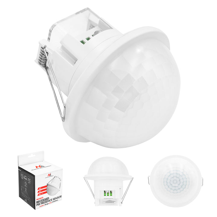 PIR snímač přítomnosti Maclean, pro vestavbu, dosah 10 × 40 m, 1000 W/2000 W, 220–240 V AC, 50/60 Hz, IP54, MCE822