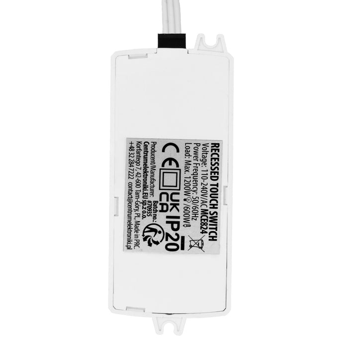 Dotykový spínač pro zapuštěnou montáž Maclean, <40 mm, 110–240 V AC, max. zatížení 600 W pro LED, MCE824