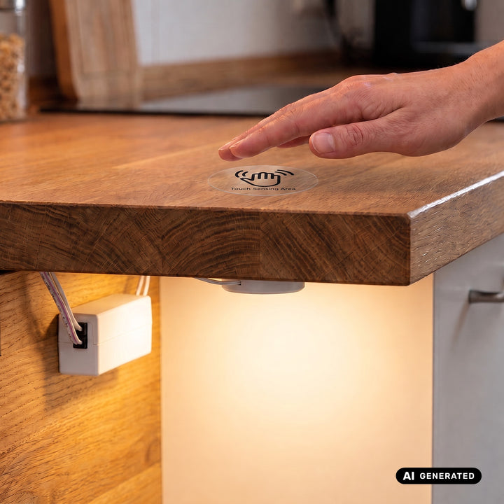 Dotykový spínač pro zapuštěnou montáž Maclean, <40 mm, 110–240 V AC, max. zatížení 600 W pro LED, MCE824