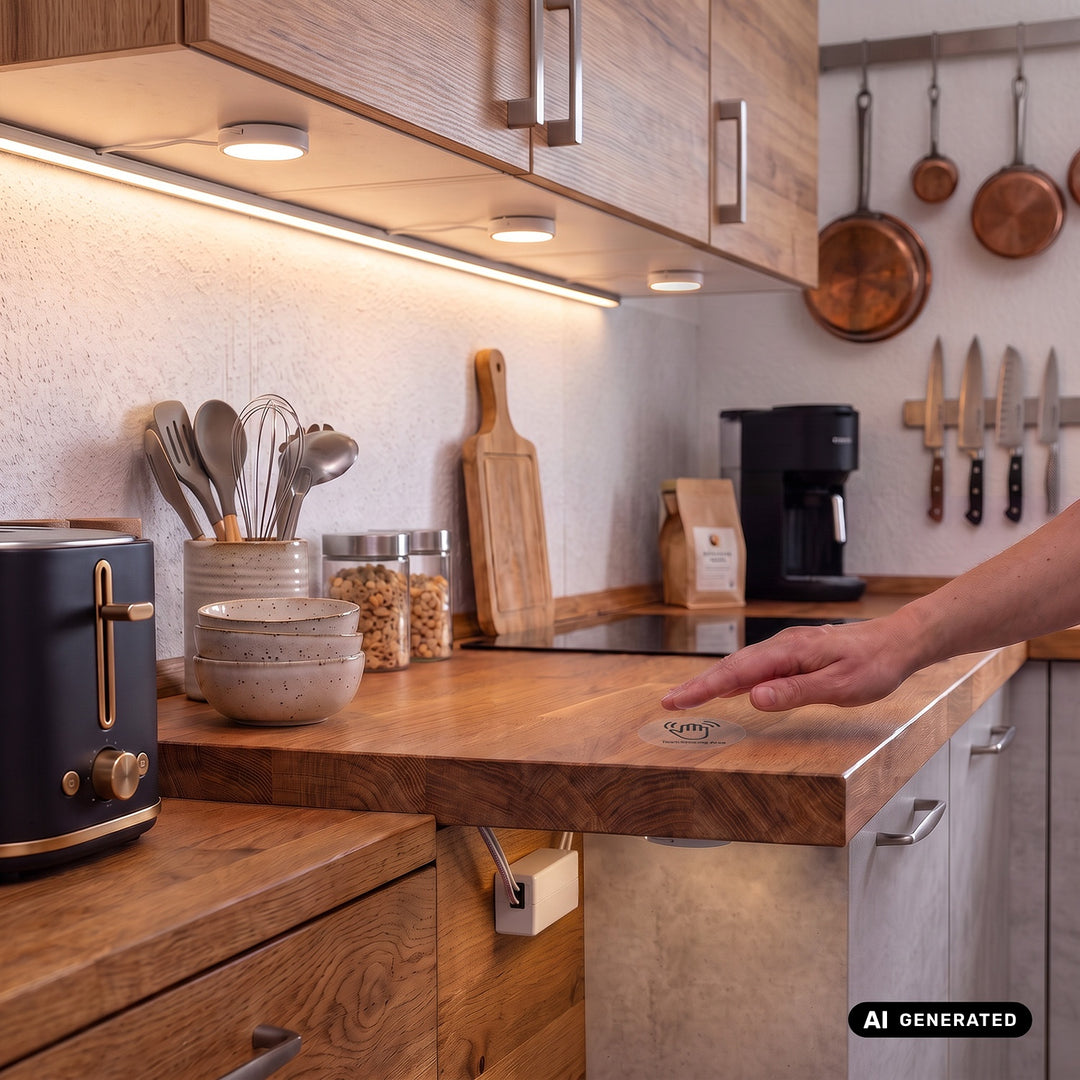 Dotykový spínač pro zapuštěnou montáž Maclean, <40 mm, 110–240 V AC, max. zatížení 600 W pro LED, MCE824