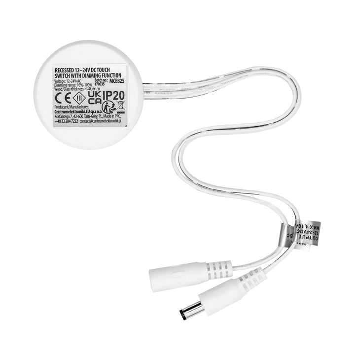 Dotykový spínač pro zapuštěnou montáž Maclean, <40 mm, 12–24 V DC, max. zatížení 48/96 W, MCE825