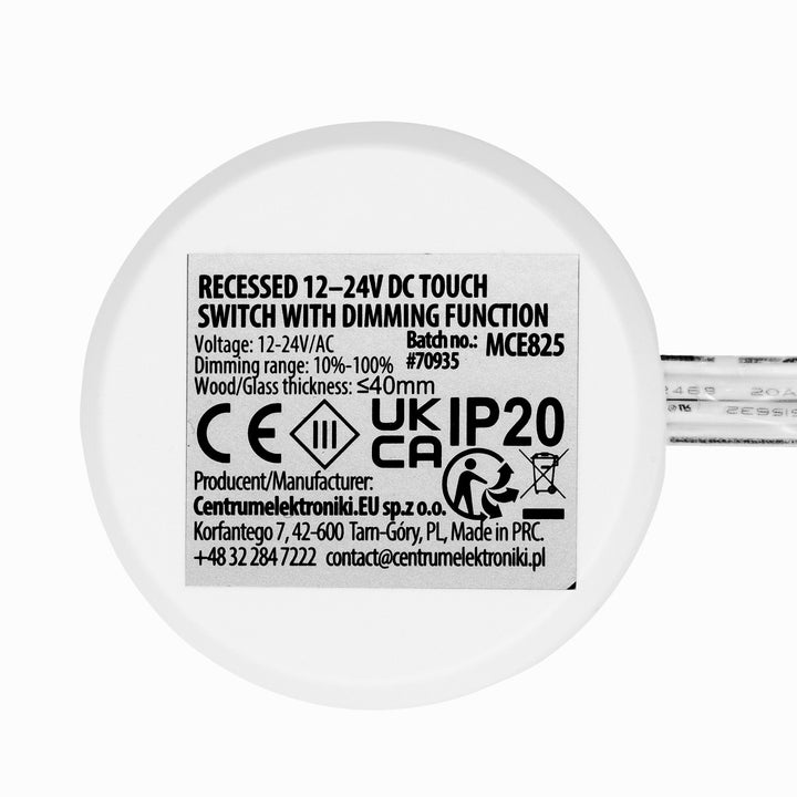 Dotykový spínač pro zapuštěnou montáž Maclean, <40 mm, 12–24 V DC, max. zatížení 48/96 W, MCE825