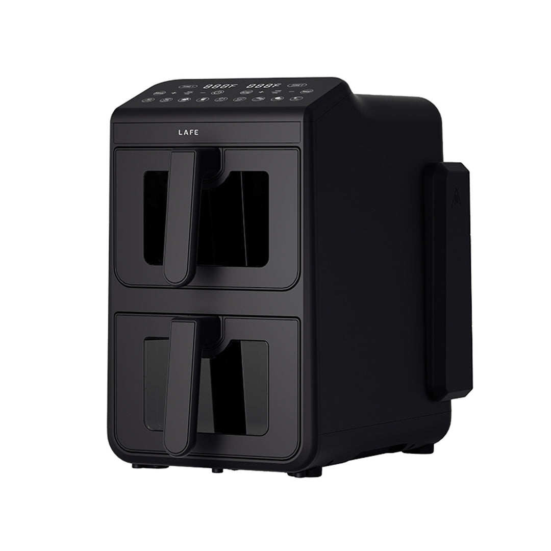 Bezolejová fritéza LAFE, horkovzdušná fritéza, 2 komory 5 l, výkon 2460 W, LCD displej, Dual Fry