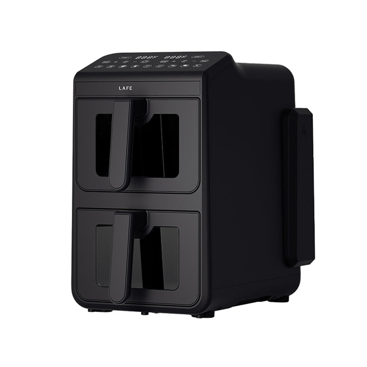 Bezolejová fritéza LAFE, horkovzdušná fritéza, 2 komory 5 l, výkon 2460 W, LCD displej, Dual Fry