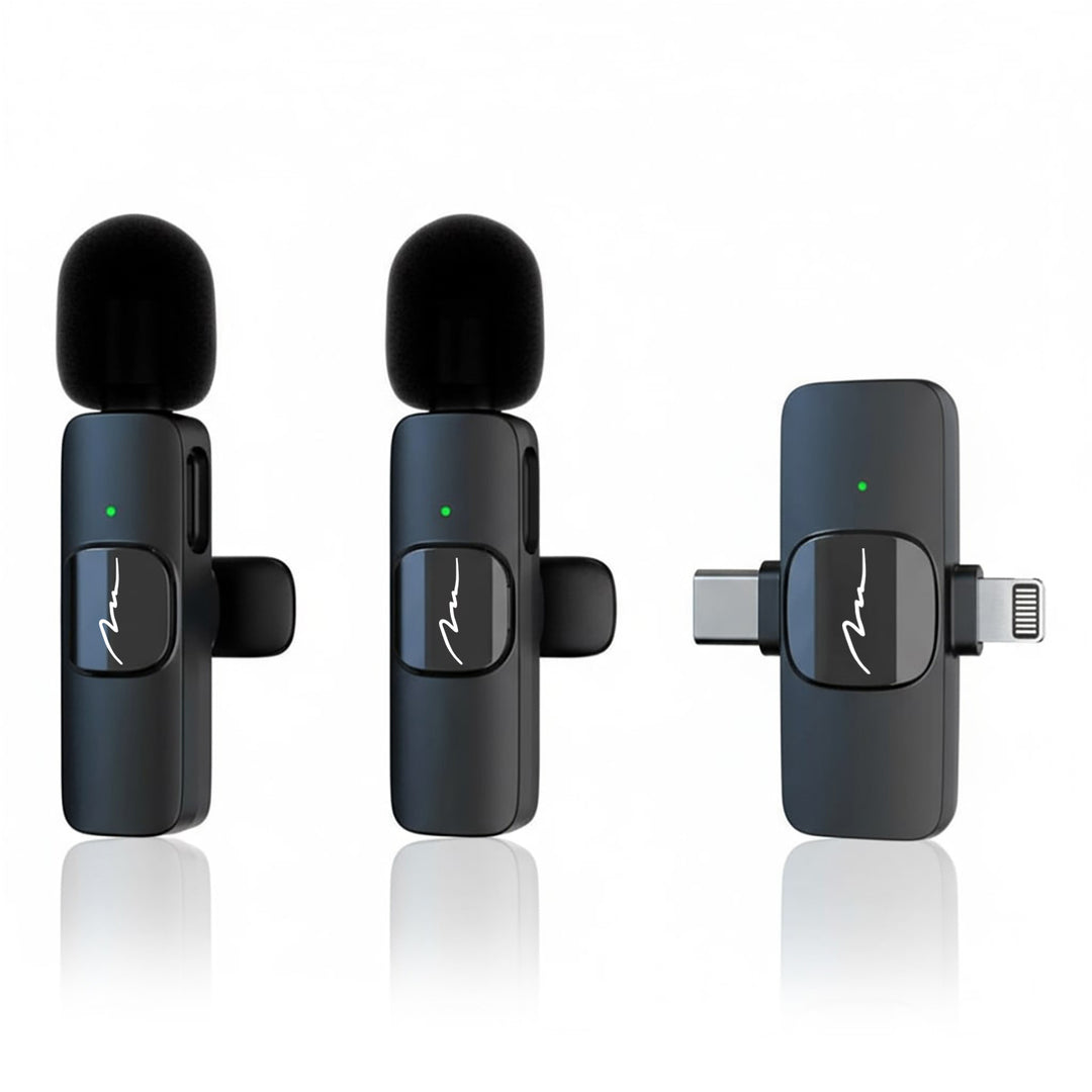 MICRO-MIC DUO – 2x bezdrátový klopový mikrofon (sada), s klipem, iOS a Android (OTG), mini, supercitlivý. USB-C a LIGHTNING, Mediatech