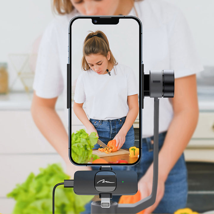 MICRO-MIC DUO – 2x bezdrátový klopový mikrofon (sada), s klipem, iOS a Android (OTG), mini, supercitlivý. USB-C a LIGHTNING, Mediatech