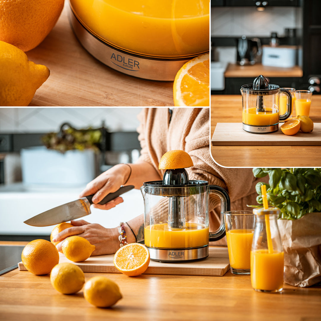 Odšťavňovač citrusů Adler, objem 1,2 l, maximální výkon 60 W, černý, AD 4012