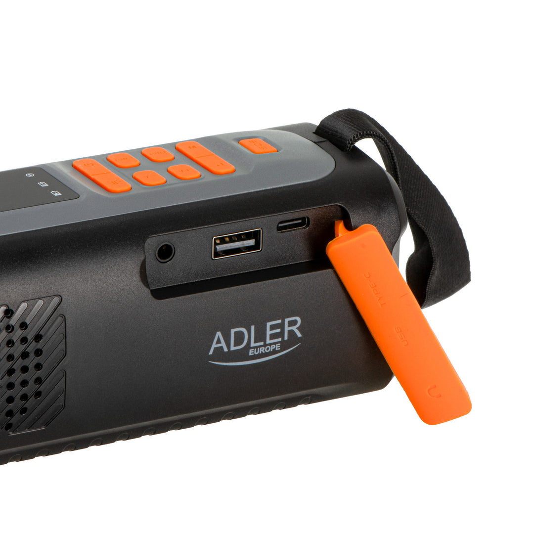 Nouzové rádio Adler, se solárním panelem, klikou a powerbankou, Bluetooth 5.0, LED svítilna 4 W, 4500 mAh, AD 1920