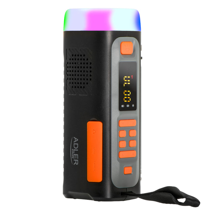 Nouzové rádio Adler, se solárním panelem, klikou a powerbankou, Bluetooth 5.0, LED svítilna 4 W, 4500 mAh, AD 1920