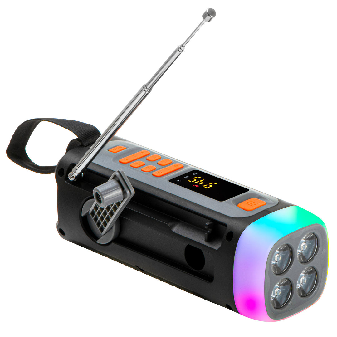 Nouzové rádio Adler, se solárním panelem, klikou a powerbankou, Bluetooth 5.0, LED svítilna 4 W, 4500 mAh, AD 1920