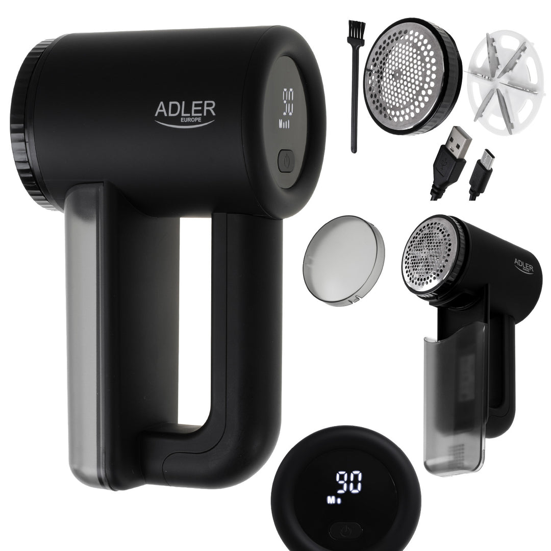 Adler odstraňovač žmolků, LCD displej, 3 rychlosti, černý, AD 9617 black