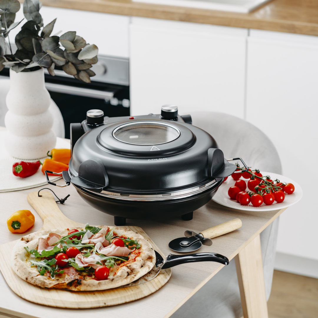 Pizza pec Adler, regulace teploty do 400 °C, keramický kámen, dva ohřívače, AD 6314