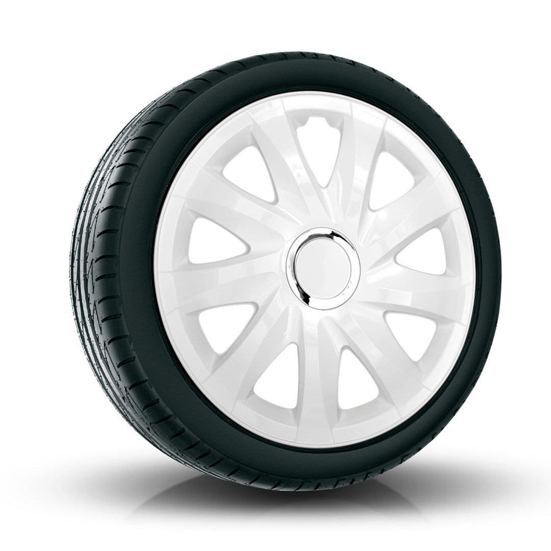 Univerzální kryty kol 13'' NRM Drift bílé, sada 4 kusů