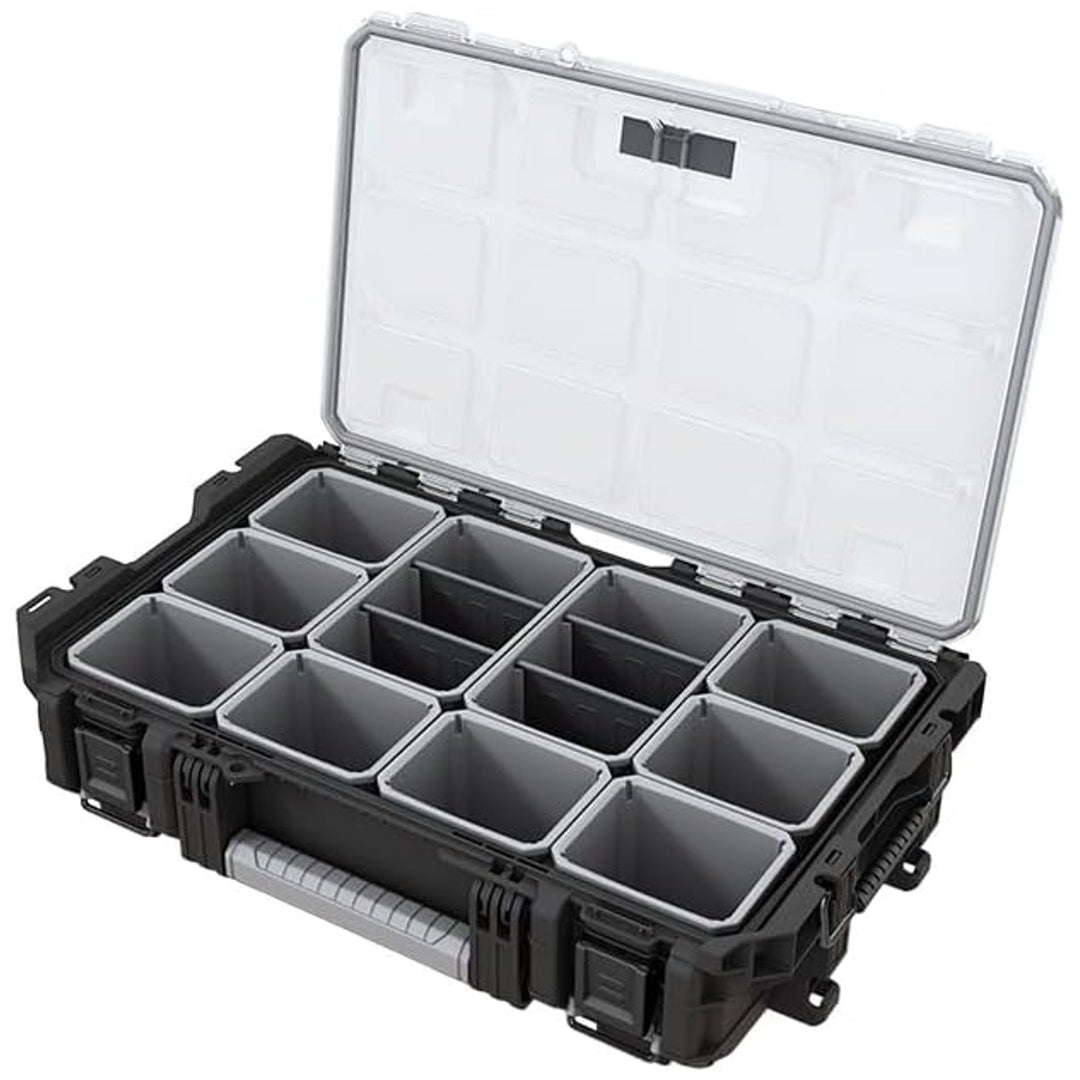Organizér na nářadí Keter ROC Pro Gear 1.0, objem přes 13 litrů, průhledné a odolné víko, těsnění chránící před prachem a vodou, kovové západky, 257190