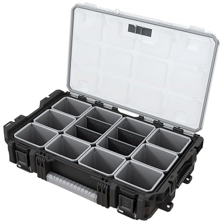 Organizér na nářadí Keter ROC Pro Gear 1.0, objem přes 13 litrů, průhledné a odolné víko, těsnění chránící před prachem a vodou, kovové západky, 257190