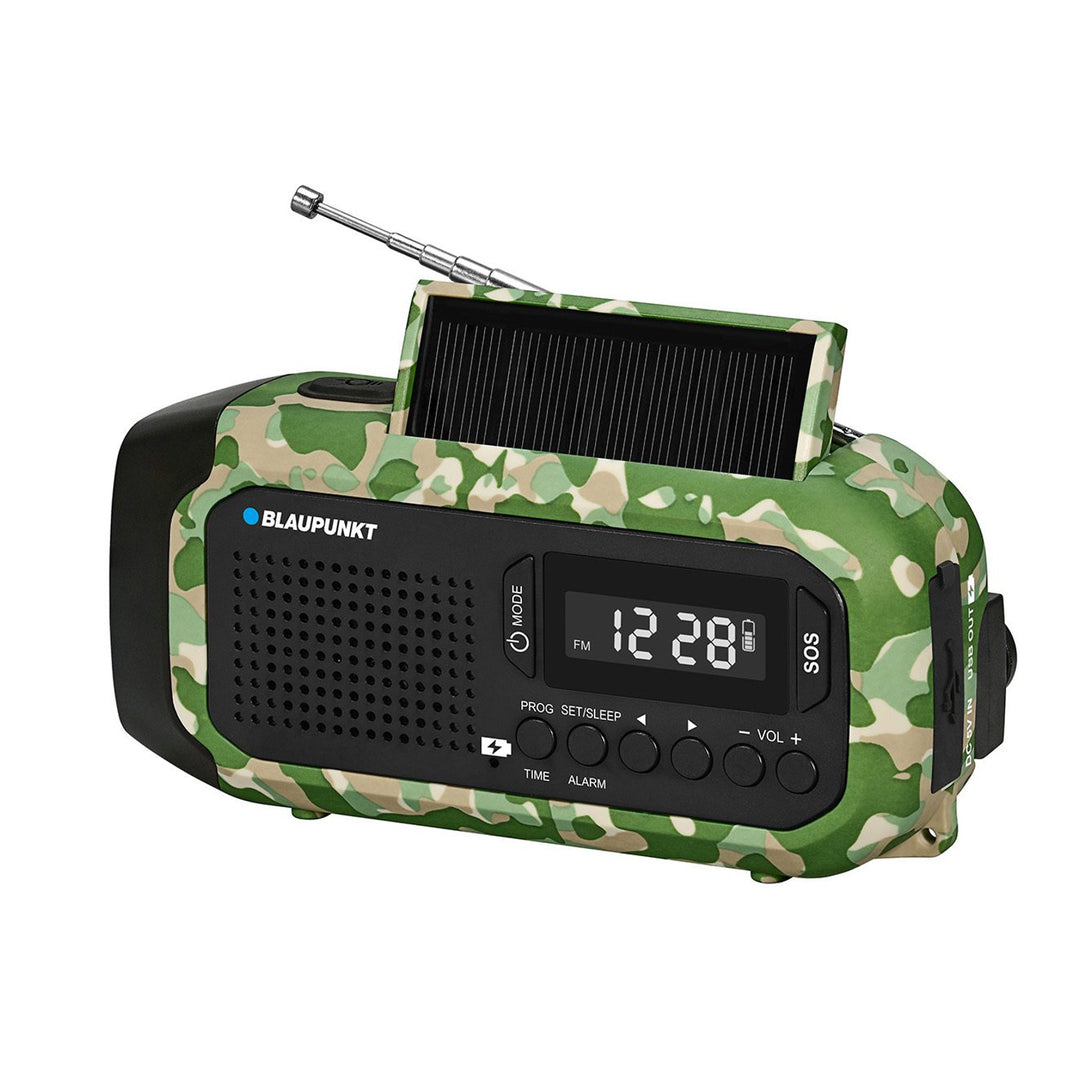 FM alarmní rádio Blaupunkt, LED svítilna, lampička na čtení, trojitý nabíjecí systém, SOS alarm, ER20GC