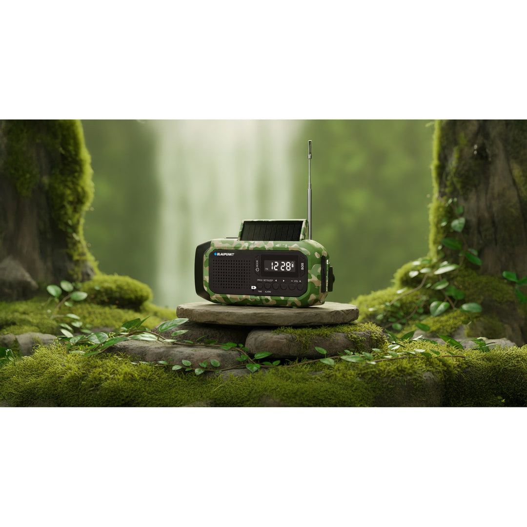 FM alarmní rádio Blaupunkt, LED svítilna, lampička na čtení, trojitý nabíjecí systém, SOS alarm, ER20GC