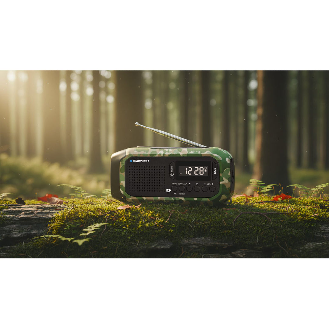 FM alarmní rádio Blaupunkt, LED svítilna, lampička na čtení, trojitý nabíjecí systém, SOS alarm, ER20GC