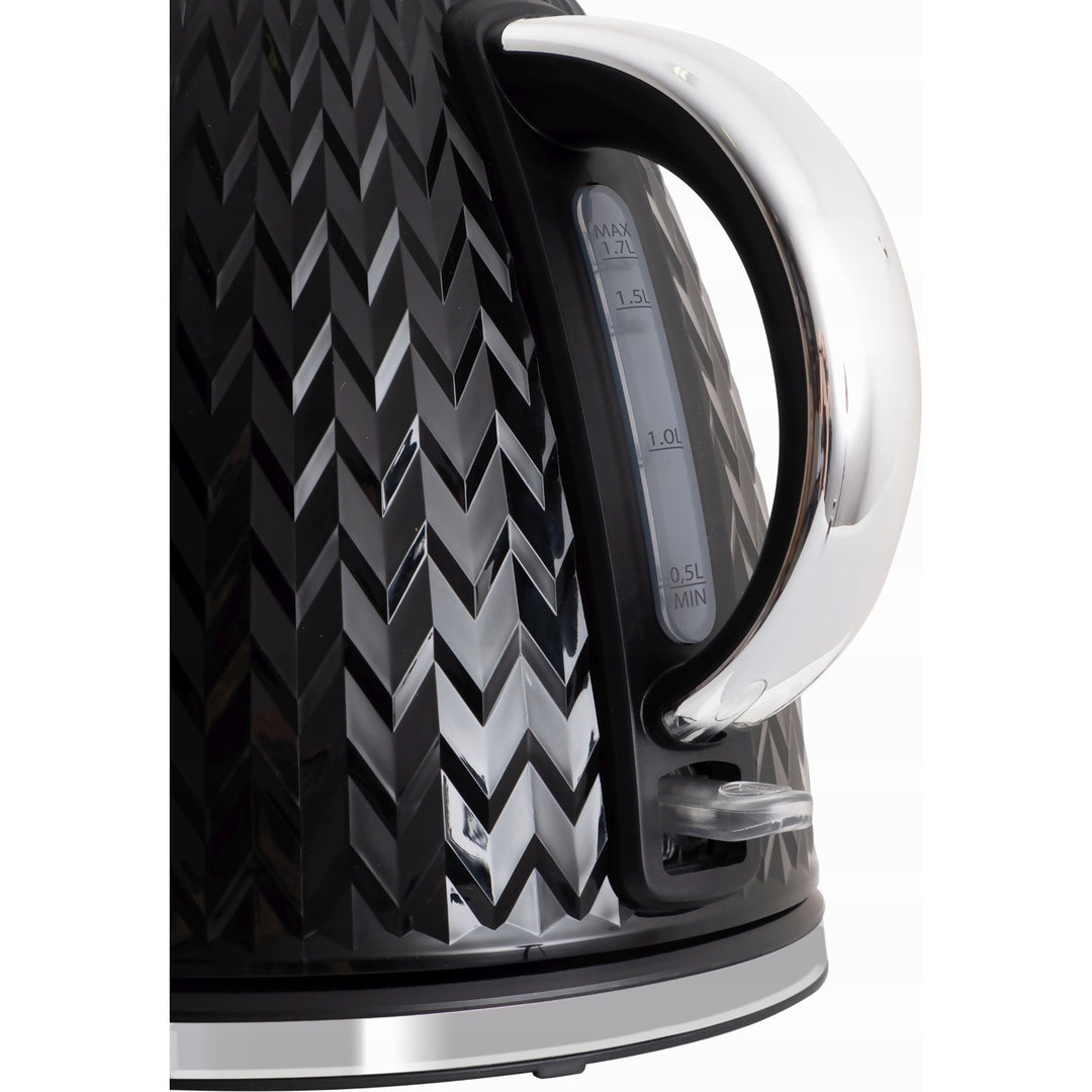 Elektrická konvice Eldom, černá barva, výkon 2000 W, objem 1,7 l, ukazatel hladiny vody, síťkový filtr, C265C