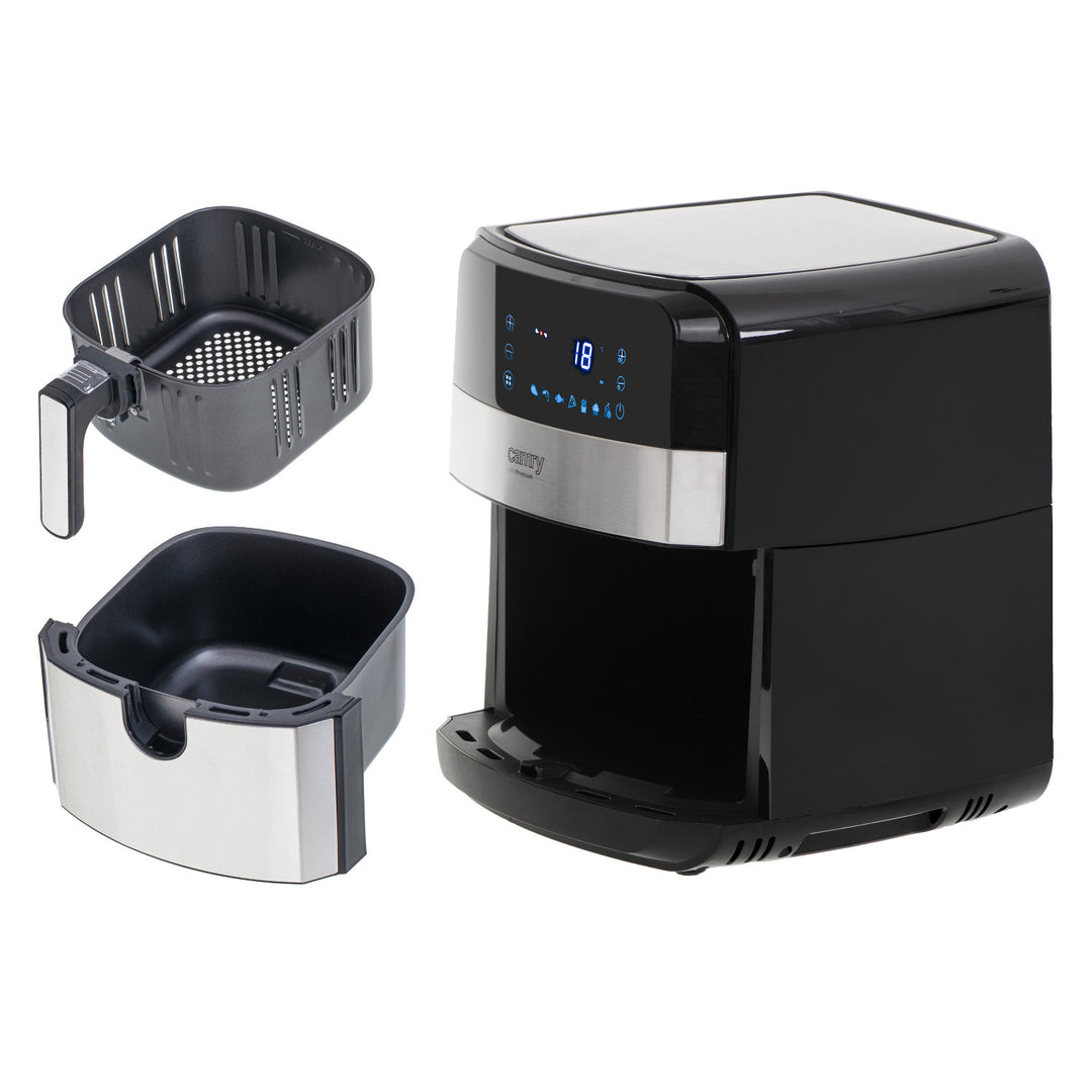 Bezolejová fritéza, 9 programů, 5,0 l, Airfryer, Camry CR 6311 + papírové vložky do fritézy, 16 cm, biologicky rozložitelné, 100 kusů