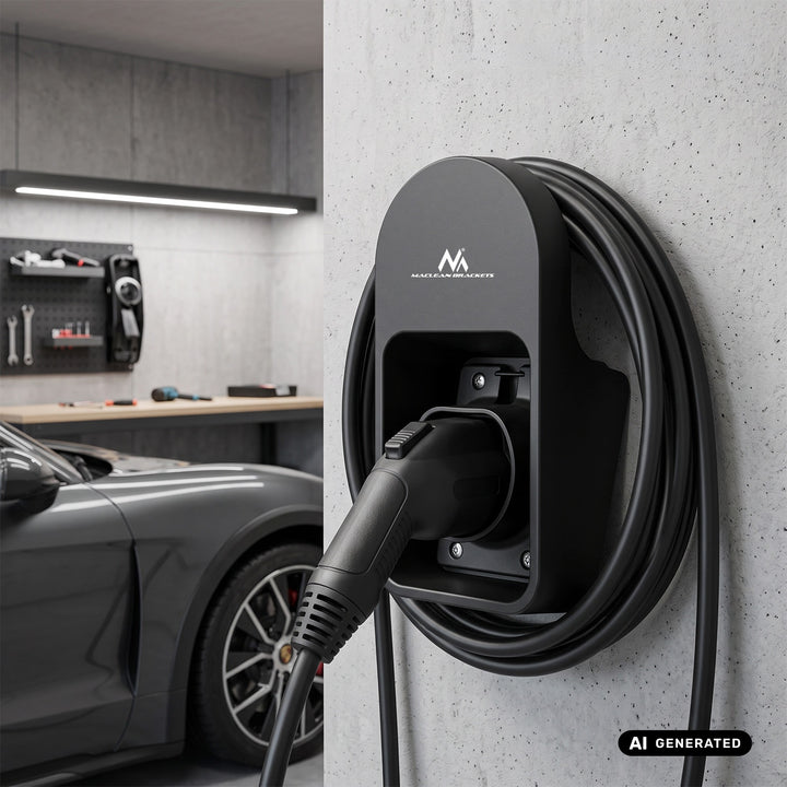 Nástěnný držák na kabel a zástrčku pro nabíječku elektromobilů Maclean, univerzální, typ 2, max. nosnost 10 kg, MC-901