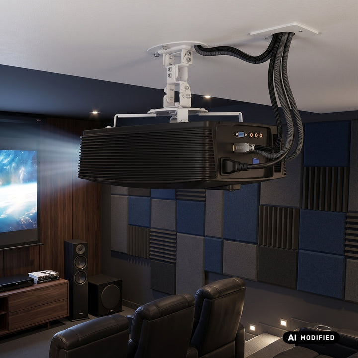 Stropní držák / závěs pro projektor Maclean, 54–320 mm, do 13,5 kg, otočný o 360 stupňů MC-200 W