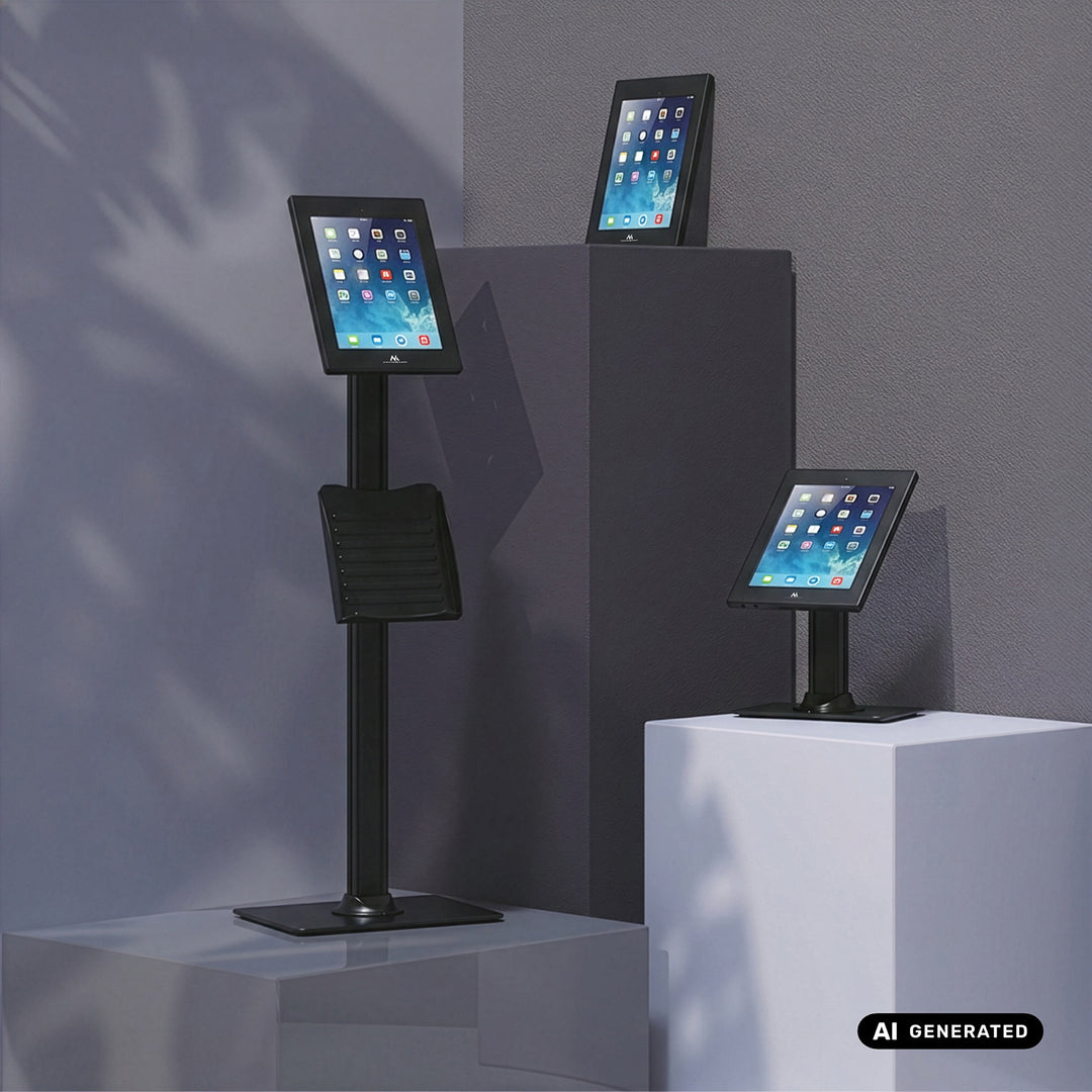 Reklamní držák na tablet Maclean, s aretací, 12,4"–13", iPad Air/Pro, Samsung Tab S10+/S9+/S8+/S7+, 257 × 350 × 22 mm, MC-950 B