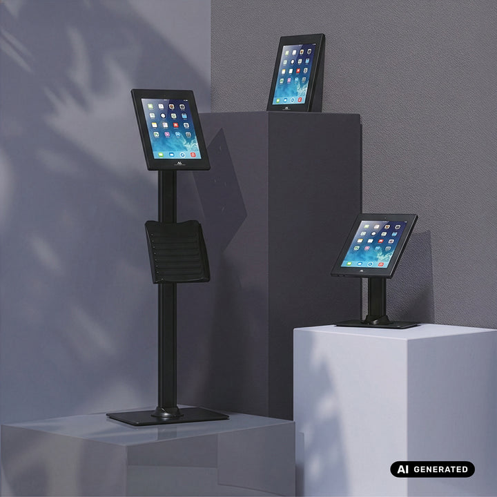 Reklamní držák na tablet Maclean, s aretací, 12,4"–13", iPad Air/Pro, Samsung Tab S10+/S9+/S8+/S7+, 257 × 350 × 22 mm, MC-950 B