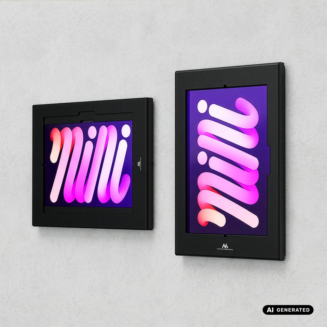 Reklamní držák na tablet Maclean, s aretací, 12,4"–13", iPad Air/Pro, Samsung Tab S10+/S9+/S8+/S7+, 257 × 350 × 22 mm, MC-950 B
