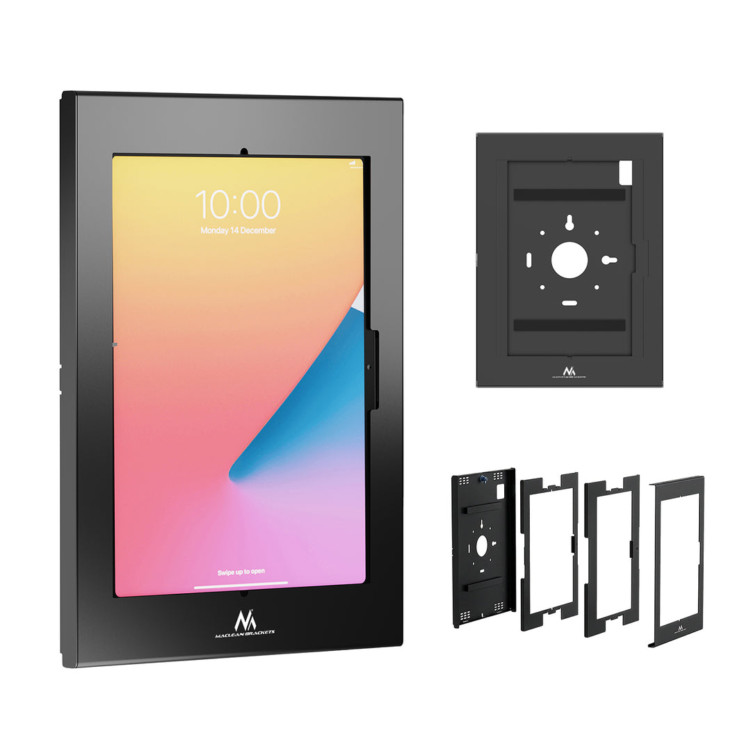 Reklamní držák na tablet Maclean, s aretací, 12,4"–13", iPad Air/Pro, Samsung Tab S10+/S9+/S8+/S7+, 257 × 350 × 22 mm, MC-950 B