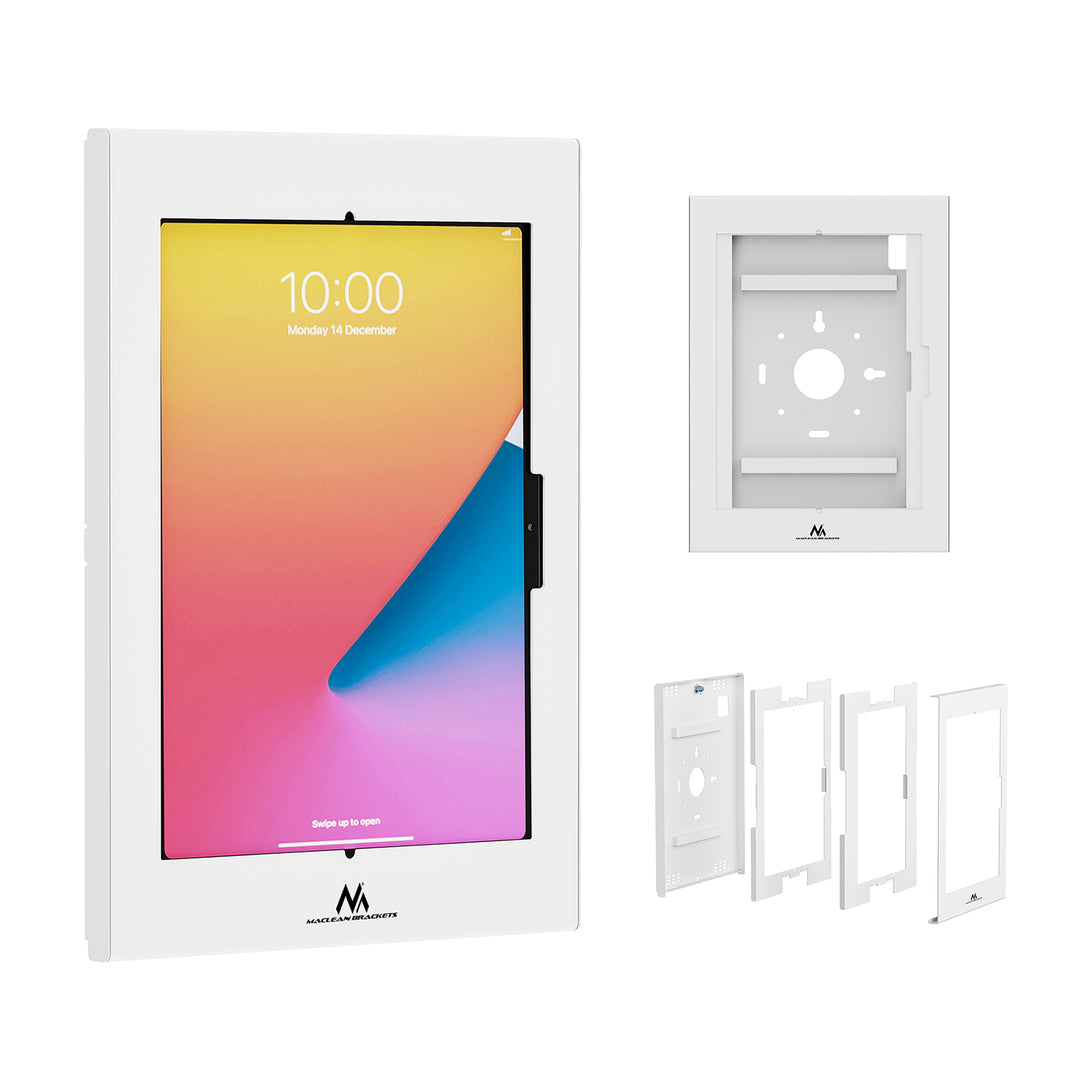 Reklamní držák na tablet Maclean, s aretací, 12,4"–13", iPad Air/Pro, Samsung Tab S10+/S9+/S8+/S7+, 257 × 350 × 22 mm, MC-950 W