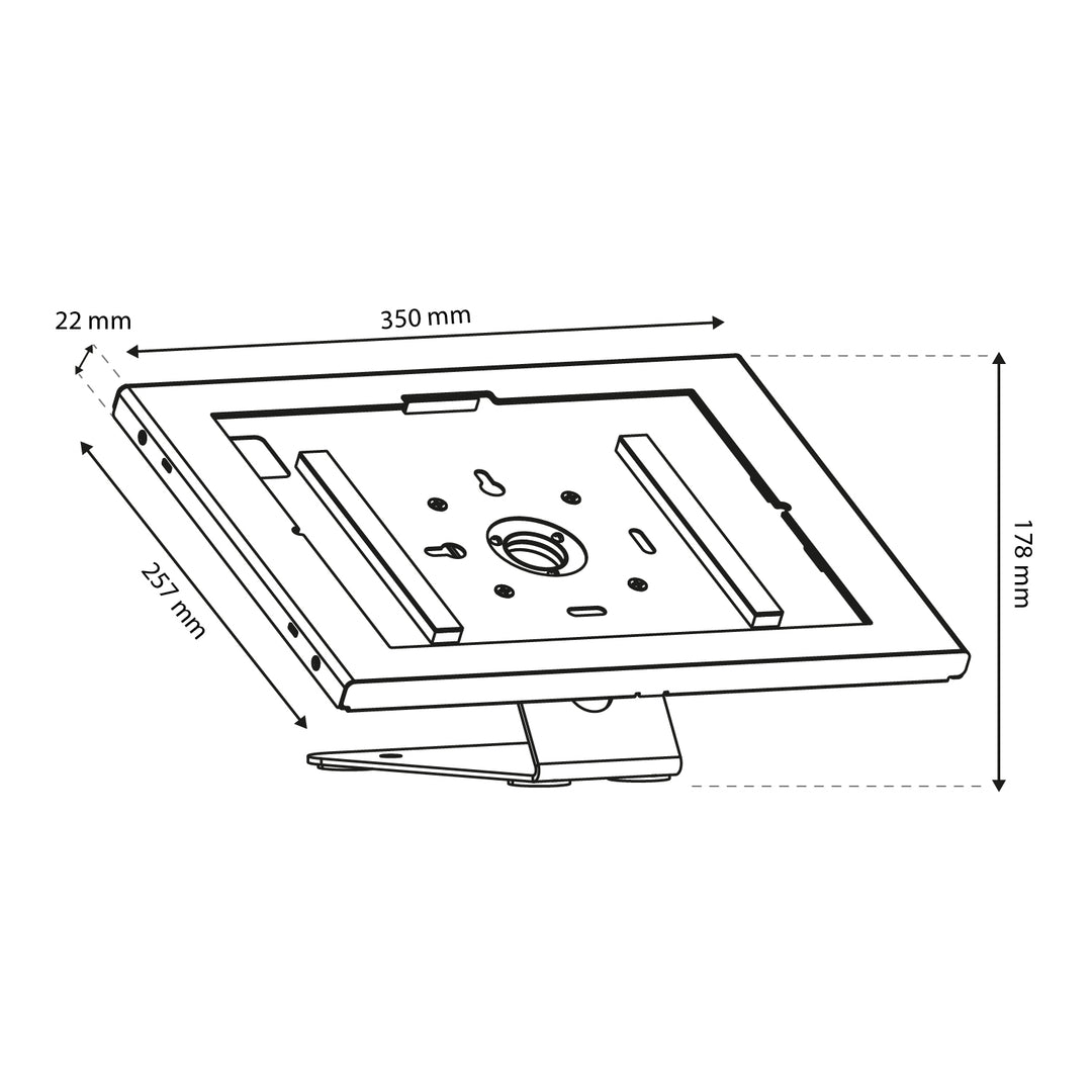 Reklamní držák na tablet Maclean, s aretací, 12,4"–13", iPad Air/Pro, Samsung Tab S10+/S9+/S8+/S7+, 257 × 350 × 22 mm, MC-956 B