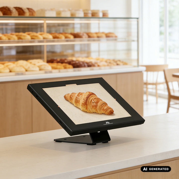 Reklamní držák na tablet Maclean, s aretací, 12,4"–13", iPad Air/Pro, Samsung Tab S10+/S9+/S8+/S7+, 257 × 350 × 22 mm, MC-956 B
