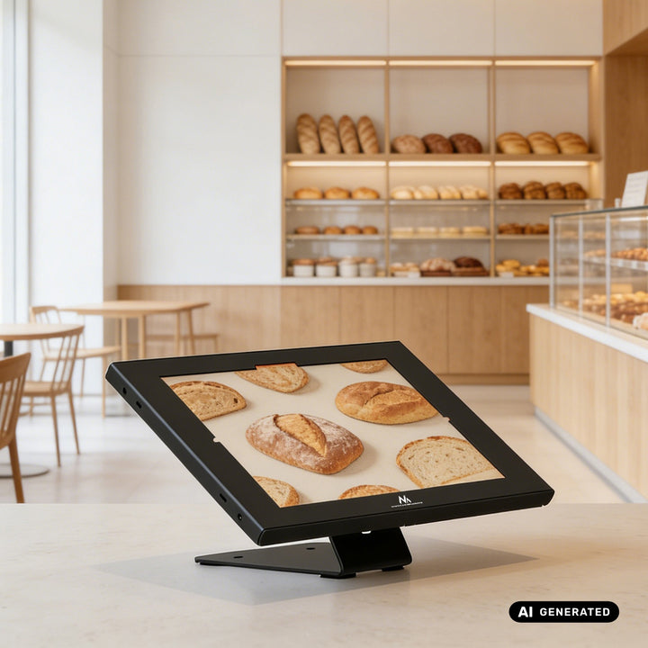 Reklamní držák na tablet Maclean, s aretací, 12,4"–13", iPad Air/Pro, Samsung Tab S10+/S9+/S8+/S7+, 257 × 350 × 22 mm, MC-956 B