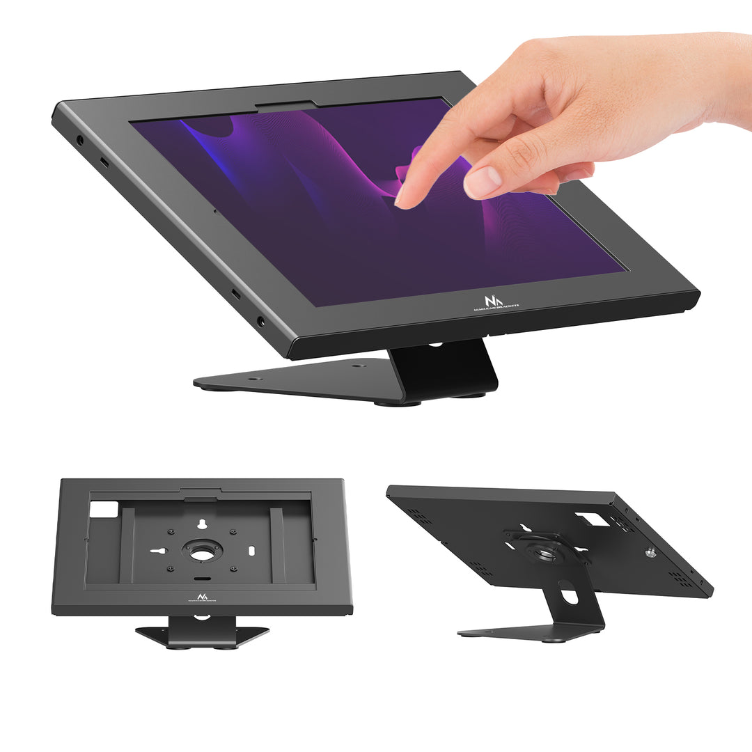 Reklamní držák na tablet Maclean, s aretací, 12,4"–13", iPad Air/Pro, Samsung Tab S10+/S9+/S8+/S7+, 257 × 350 × 22 mm, MC-956 B