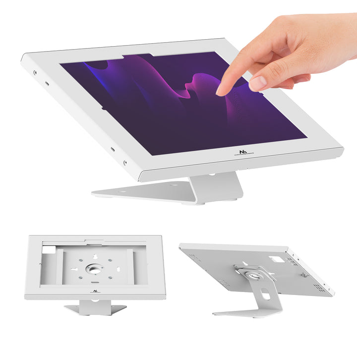 Reklamní držák na tablet Maclean, s aretací, 12,4"–13", iPad Air/Pro, Samsung Tab S10+/S9+/S8+/S7+, 257 × 350 × 22 mm, MC-956 W