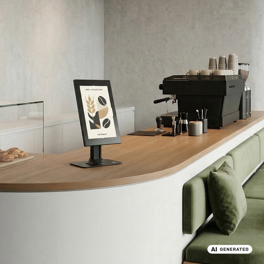 Reklamní držák na tablet Maclean s aretací. 12,4"–13", iPad Air/Pro, Samsung Tab S10+/S9+/S8+/S7+, 257 × 350 × 22 mm, MC-958 B