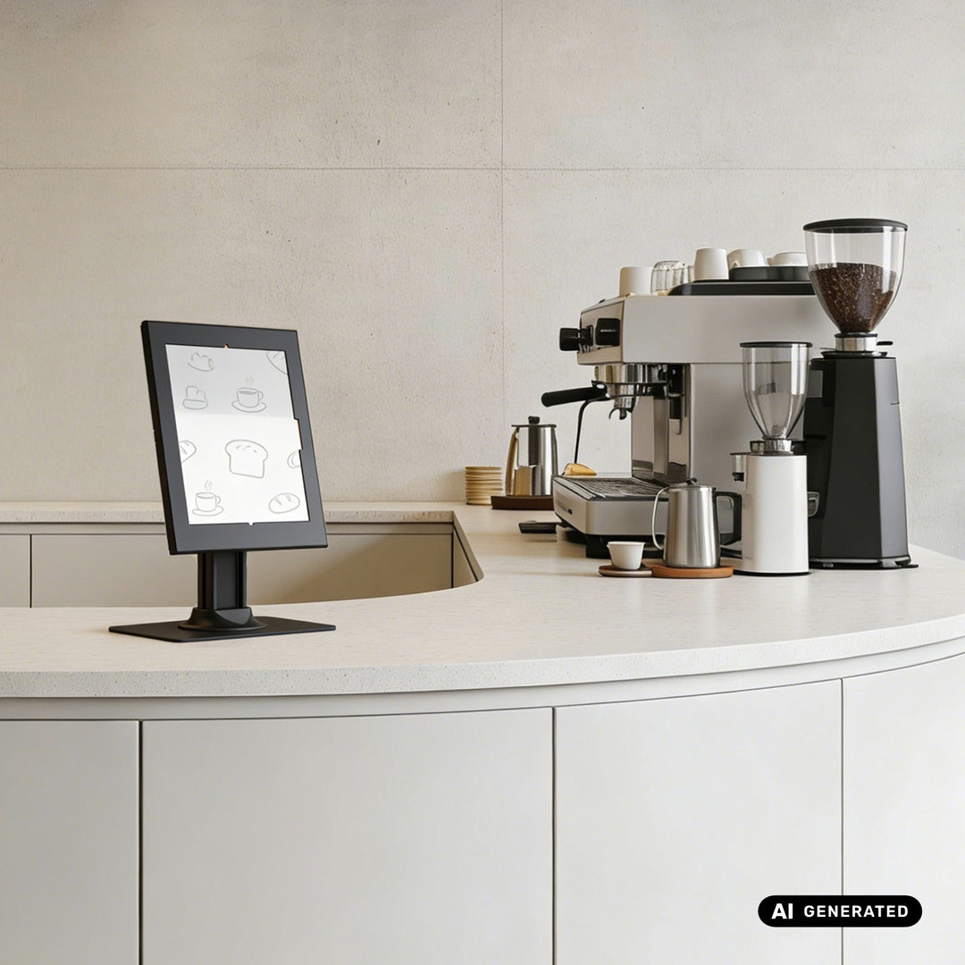 Reklamní držák na tablet Maclean s aretací. 12,4"–13", iPad Air/Pro, Samsung Tab S10+/S9+/S8+/S7+, 257 × 350 × 22 mm, MC-958 B
