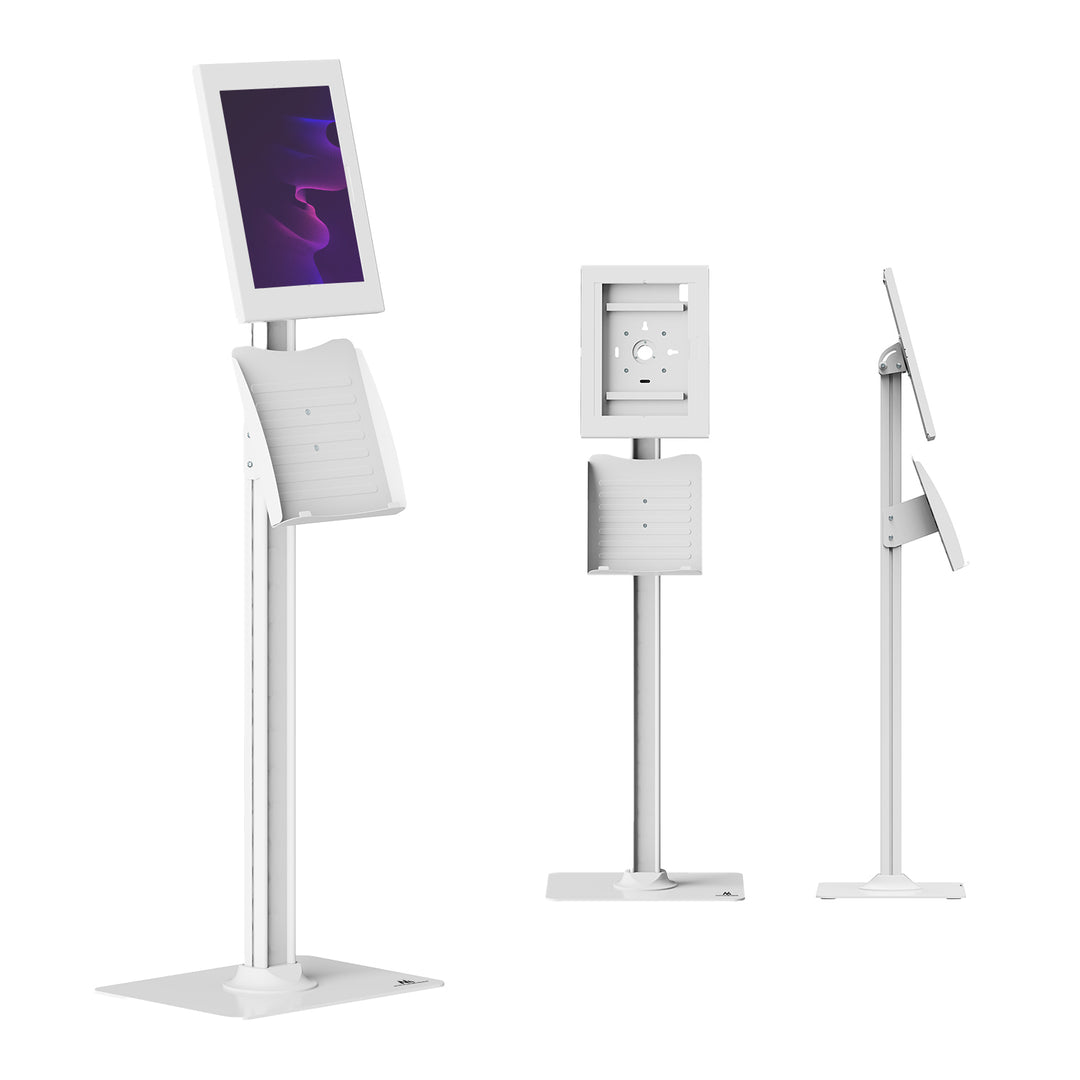 Reklamní držák na tablet Maclean, s aretací, 12,4"–13", iPad Air/Pro, Samsung Tab S10+/S9+/S8+/S7+, 257 × 350 × 22 mm, MC-924 W
