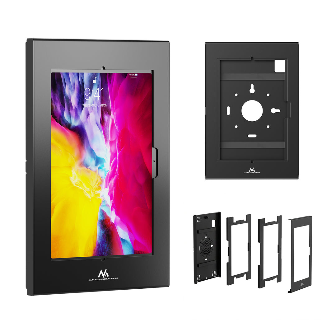 Reklamní držák na tablet Maclean, s aretací, 10,9"–11", iPad Air/Pro, Samsung Tab A a S Series, 220 × 323 × 22 mm, MC-955 B