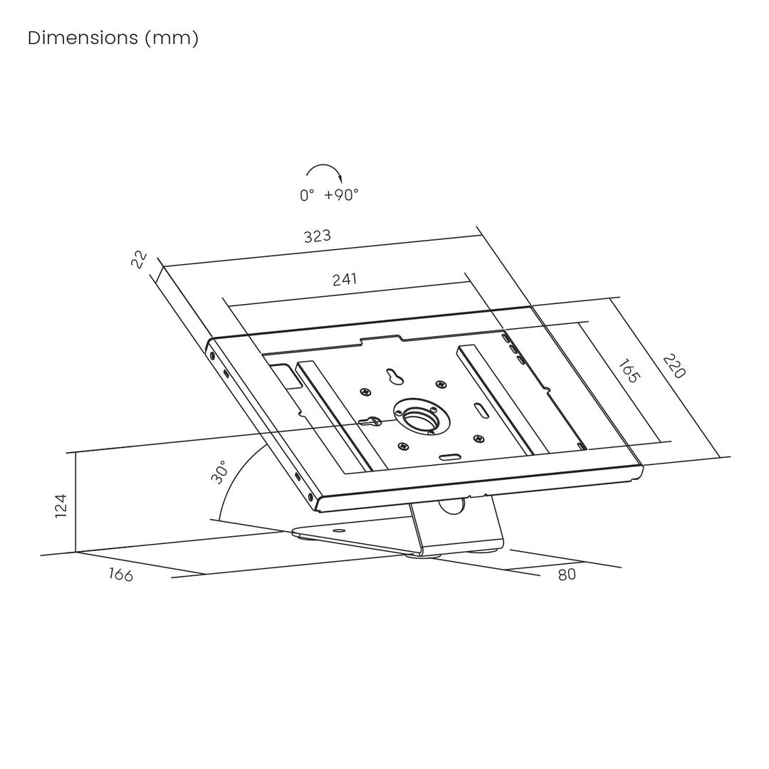 Reklamní držák na tablet Maclean, s aretací, 10,9"–11", iPad Air/Pro, Samsung Tab A a S Series, 220 × 323 × 22 mm, MC-957 B