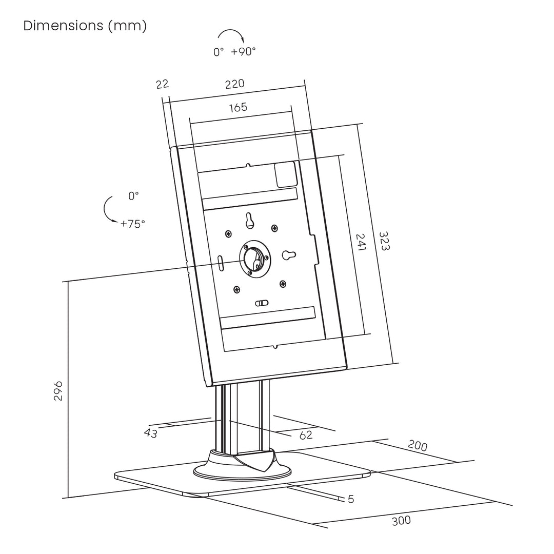 Reklamní držák na tablet Maclean, s aretací, 10,9"–11", iPad Air/Pro, Samsung Tab A&S Series, 220 × 323 × 22 mm, MC-959 B