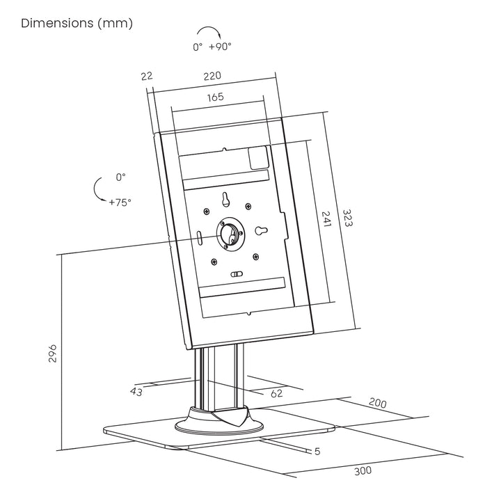 Reklamní držák na tablet Maclean, s aretací, 10,9"–11", iPad Air/Pro, Samsung Tab A&S Series, 220 × 323 × 22 mm, MC-959 B