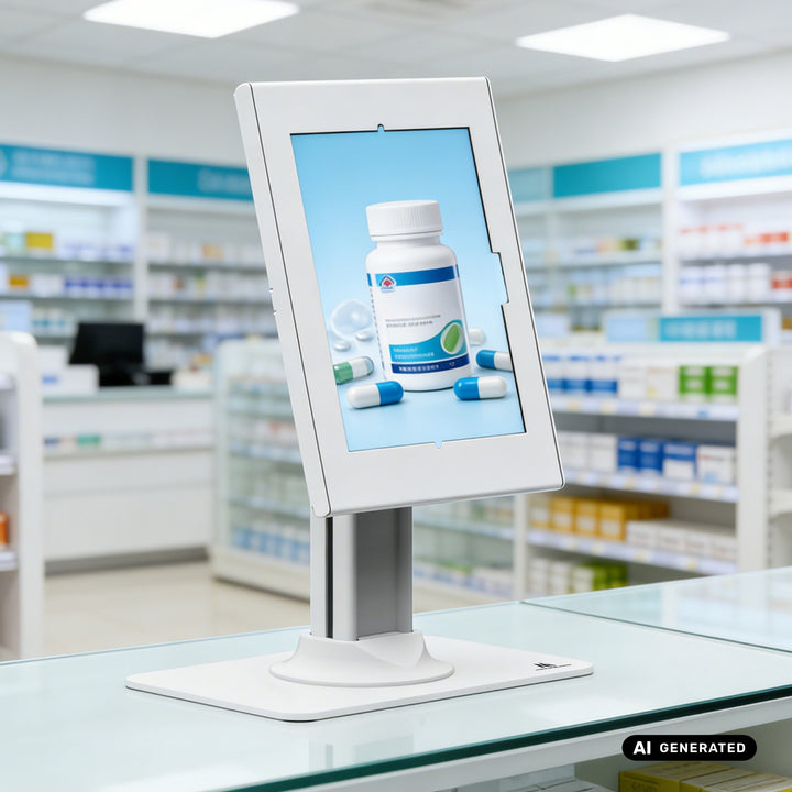 Reklamní držák na tablet Maclean, s aretací, 10,9"–11", iPad Air/Pro, Samsung Tab A a S Series, 220 × 323 × 22 mm, MC-959 W