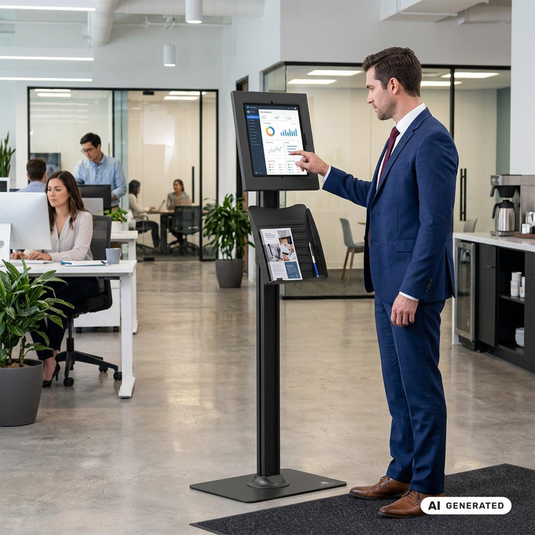 Reklamní držák na tablet Maclean, s aretací, 10,9"–11", iPad Air/Pro, Samsung Tab řady A a S, 220 × 323 × 22 mm, MC-960 B
