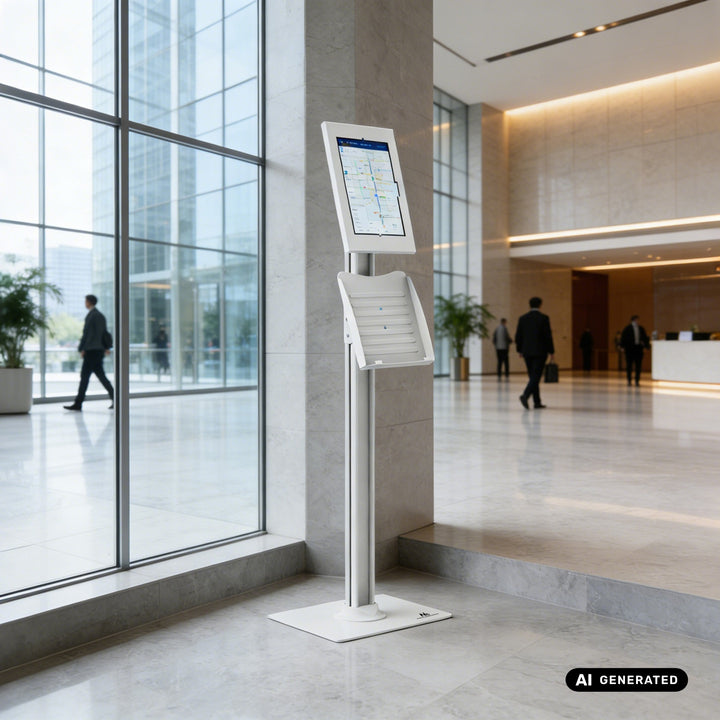 Reklamní držák na tablet Maclean, s aretací, 10,9"–11", iPad Air/Pro, Samsung Tab A a S Series, 220 × 323 × 22 mm, MC-960 W