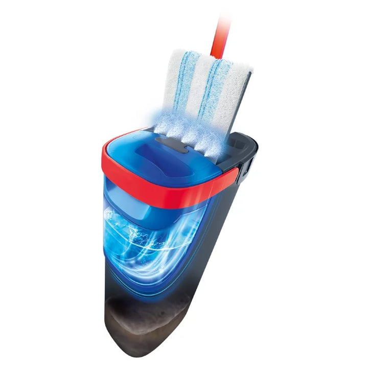 Plochý mop Vileda H2prO, 100% oddělení čisté a špinavé vody, dva zásobníky, 3 mikrovláknové nástavce, 360° koncovka, 175774