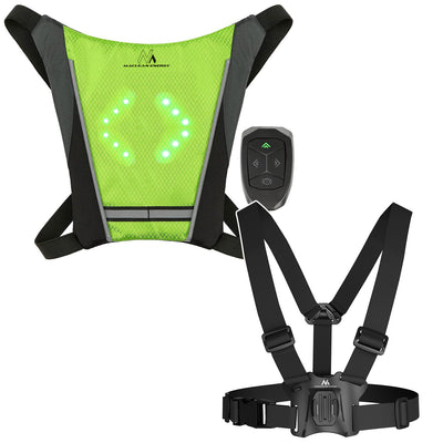 Batoh s LED signalizátorem, s dálkovým ovládáním, vodotěsnost: dálkové ovládání IPx5, batoh IPX2 + univerzální sportovní ramenní popruhy, pro telefon, fotoaparát, kamery GoPro a další, otočný držák, MC-294