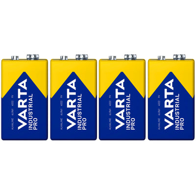 4x baterie R9V R-9 6LR61 9V R-9 alkalická Varta Industrial Pro