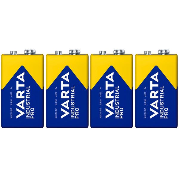 4x baterie R9V R-9 6LR61 9V R-9 alkalická Varta Industrial Pro